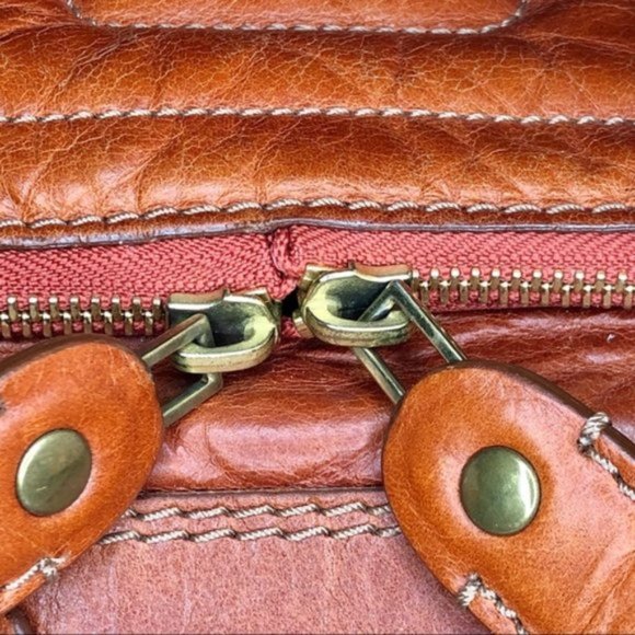 Chloe Vintage Quilted Bay Large Leather Bag in Whiskey Orange - Picture 7 of 15